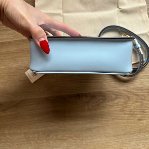 NWT Tory Burch Pale Blue Small Robinson Spazzolato Top Handle Bag - Picture 9 of 11